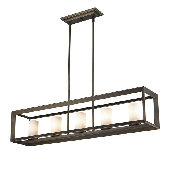 Golden - 2073-LP GMT-OP - Five Light Linear Pendant - Smyth - Gunmetal Bronze