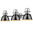 Golden - 3602-BA3 CH-BK - Three Light Bath Vanity - Duncan CH - Chrome