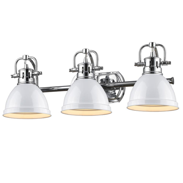 Golden - 3602-BA3 CH-WH - Three Light Bath Vanity - Duncan CH - Chrome