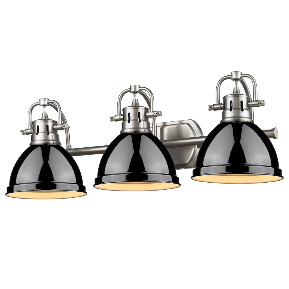 Golden - 3602-BA3 PW-BK - Three Light Bath Vanity - Duncan PW - Pewter