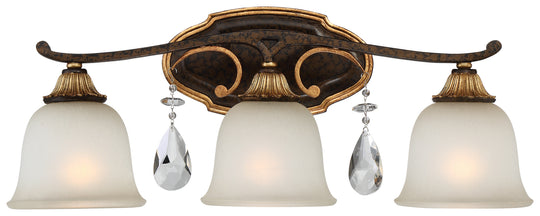 Metropolitan - N1463-652 - Three Light Bath - Chateau Nobles - Raven Bronze W/Sunburst Gold H