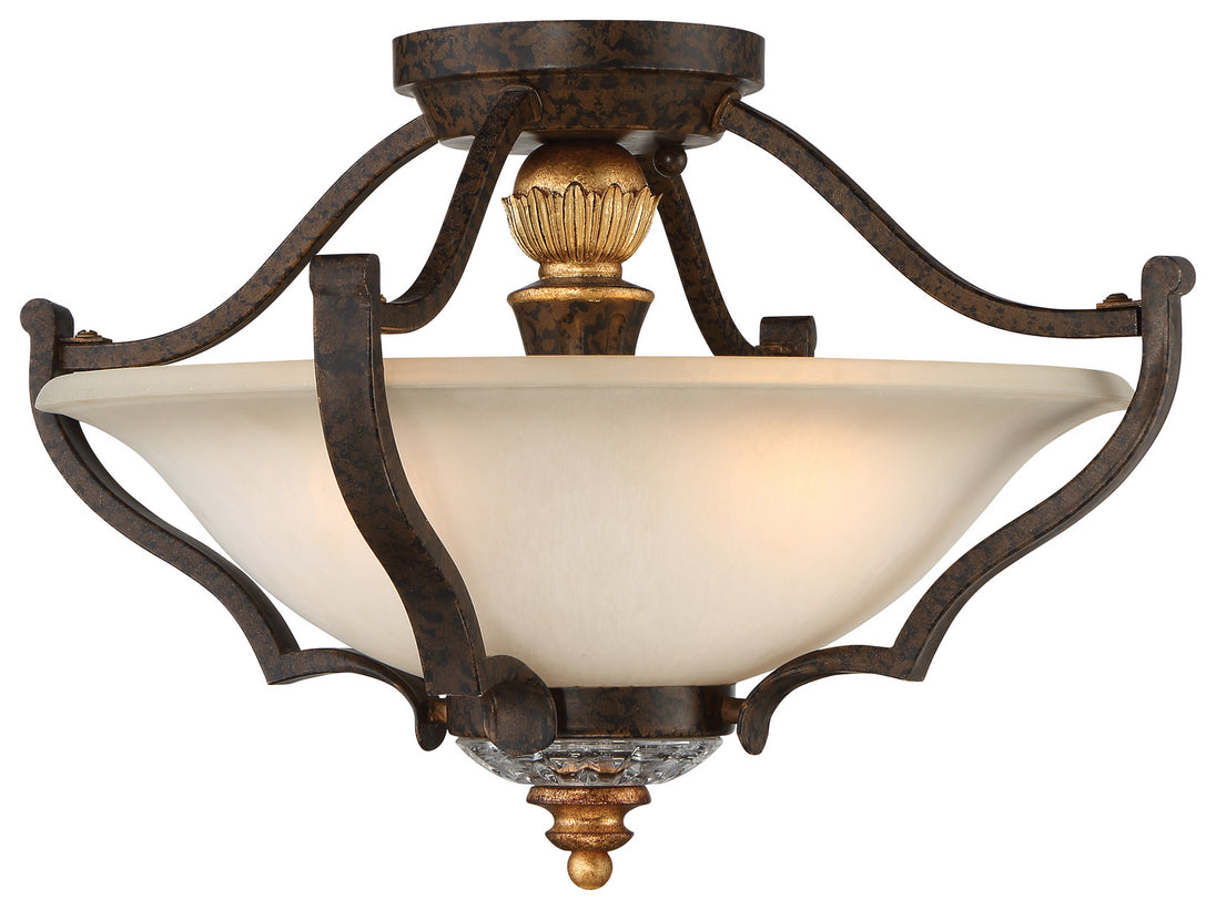 Metropolitan - N6450-652 - Three Light Semi Flush Mount - Chateau Nobles - Raven Bronze W/Sunburst Gold H