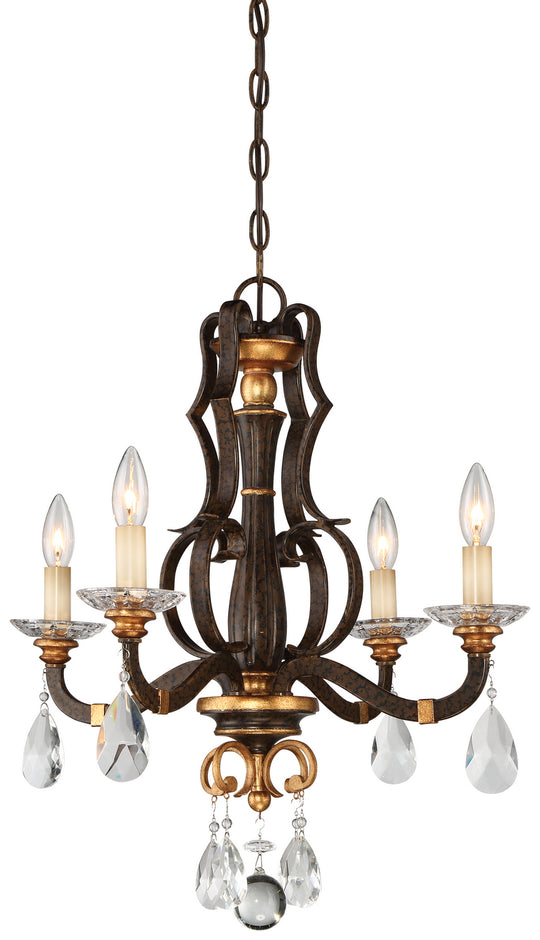 Metropolitan - N6454-652 - Four Light Mini Chandelier - Chateau Nobles - Raven Bronze W/Sunburst Gold H