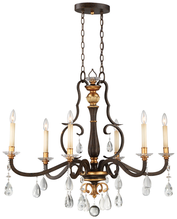 Metropolitan - N6457-652 - Six Light Island Pendant - Chateau Nobles - Raven Bronze W/Sunburst Gold H