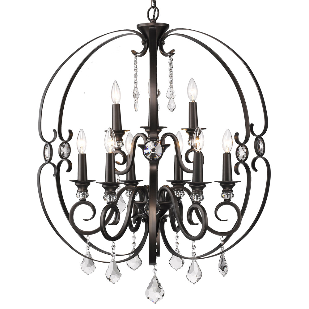 Golden - 1323-9 EBB - Nine Light Chandelier - Ella EBB - Brushed Etruscan Bronze