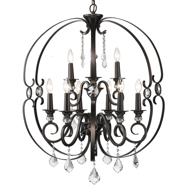 Golden - 1323-9 EBB - Nine Light Chandelier - Ella EBB - Brushed Etruscan Bronze