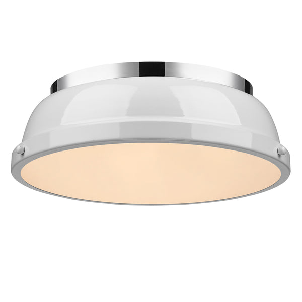 Golden - 3602-14 CH-WH - Two Light Flush Mount - Duncan CH - Chrome