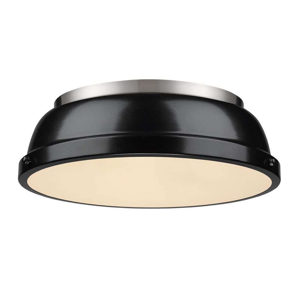 Golden - 3602-14 PW-BK - Two Light Flush Mount - Duncan PW - Pewter