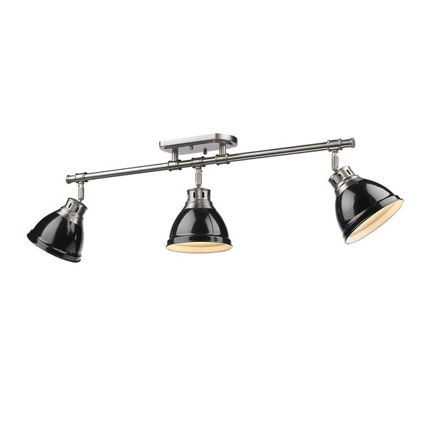 Golden - 3602-3SF PW-BK - Three Light Semi-Flush Mount - Duncan PW - Pewter