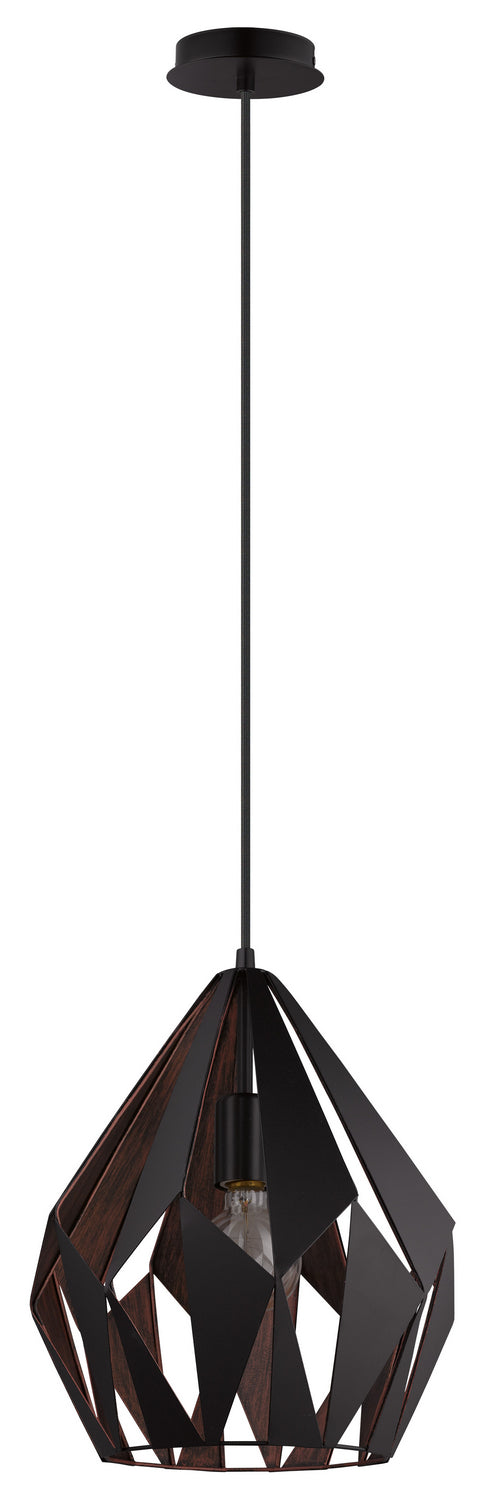 Eglo USA - 49254A - One Light Pendant - Carlton 1 - Black & Copper