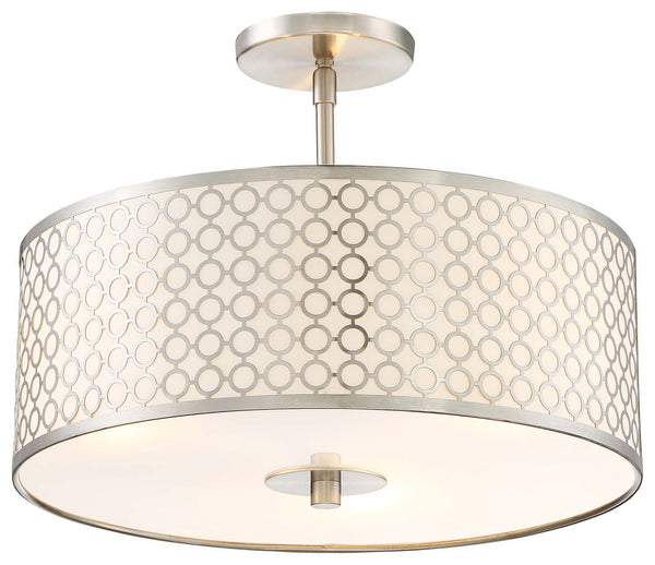 George Kovacs - P1267-084 - Three Light Semi Flush Mount - Dots - Brushed Nickel