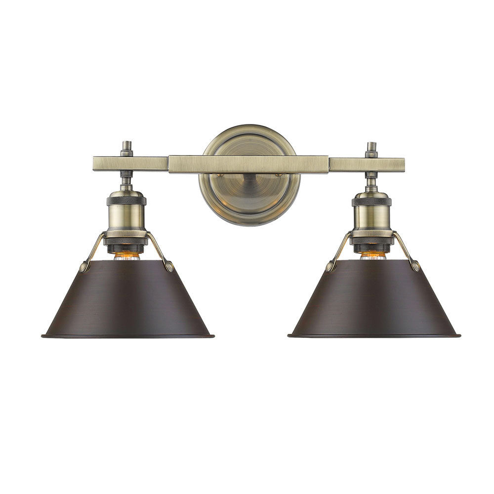 Golden - 3306-BA2 AB-RBZ - Two Light Bath Vanity - Orwell AB - Aged Brass