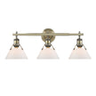 Golden - 3306-BA3 AB-OP - Three Light Bath Vanity - Orwell AB - Aged Brass