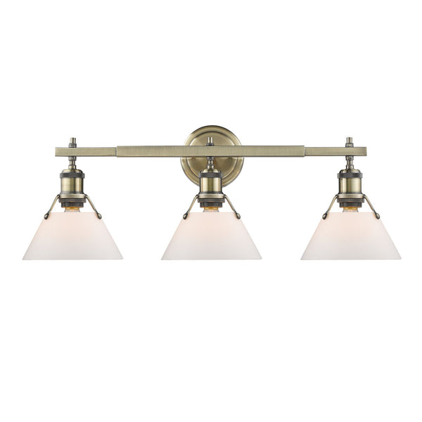 Golden - 3306-BA3 AB-OP - Three Light Bath Vanity - Orwell AB - Aged Brass