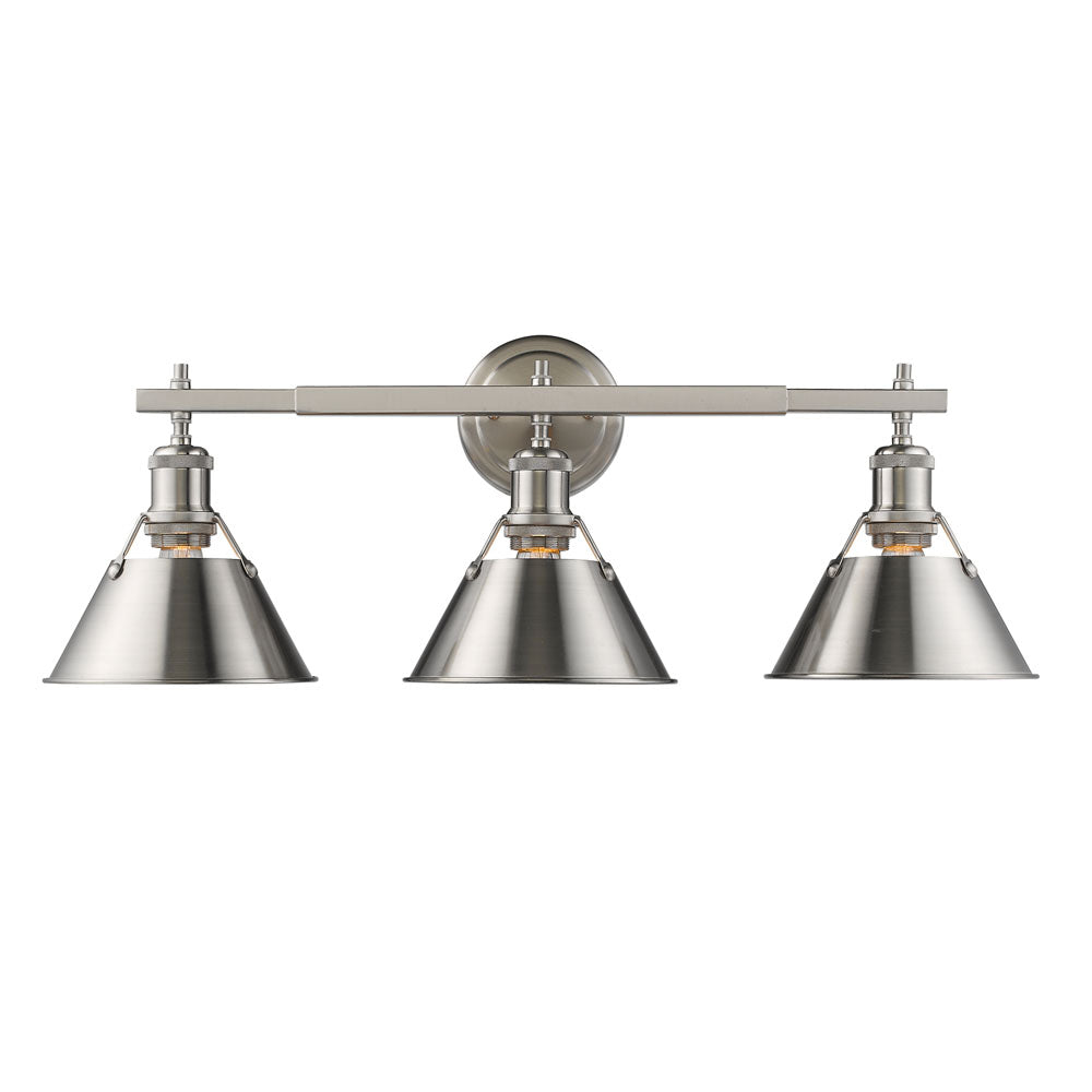 Golden - 3306-BA3 PW-PW - Three Light Bath Vanity - Orwell PW - Pewter