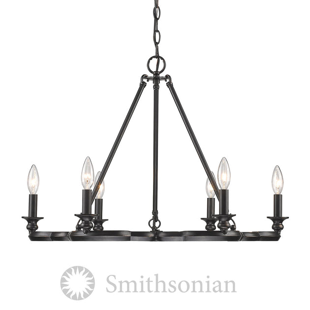 Golden - 5926-6 ABZ - Six Light Chandelier - Saxon - Aged Bronze