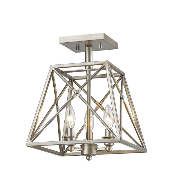 Z-Lite - 447SF-AS - Three Light Semi Flush Mount - Trestle - Antique Silver