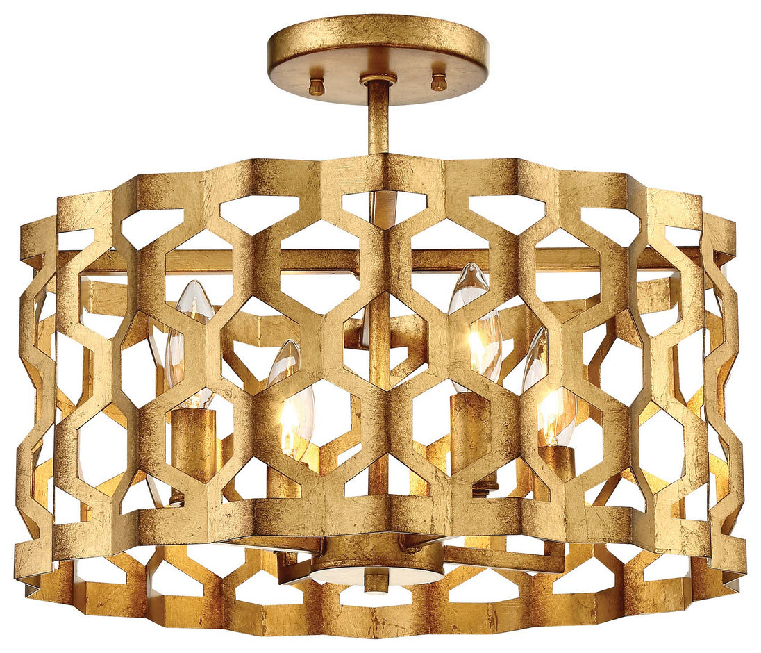 Metropolitan - N6772-293 - Four Light Semi Flush Mount (Convertible To Pendant) - Coronade - Pandora Gold Leaf