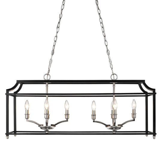 Golden - 8401-LP PW-BLK - Eight Light Linear Pendant - Leighton PW - Pewter