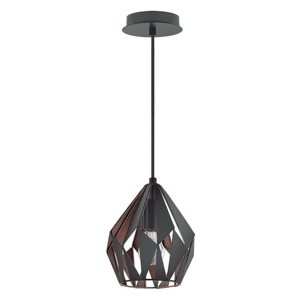 Eglo USA - 202034A - One Light Pendant - Carlton 3 - Matte Black & Copper