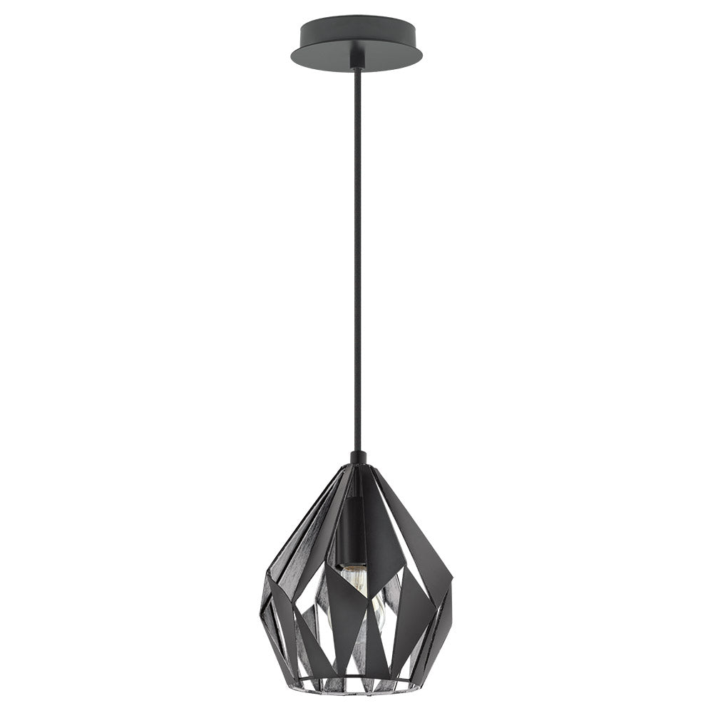 Eglo USA - 202035A - One Light Pendant - Carlton 3 - Matte Black & Silver