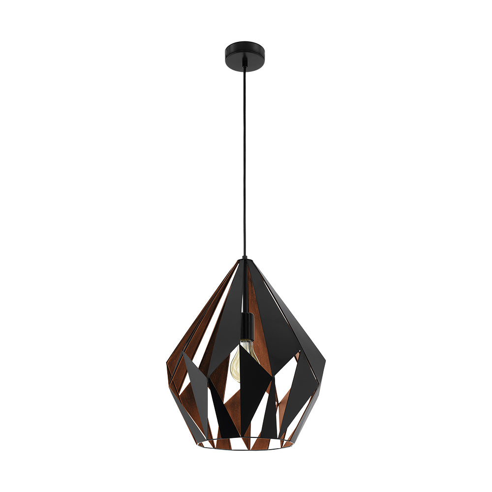 Eglo USA - 49878A - One Light Pendant - Carlton - Matte Black/ Copper