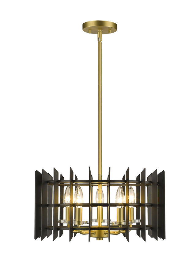 Z-Lite - 338-18MB+SBR - Five Light Pendant - Haake - Satin Brass