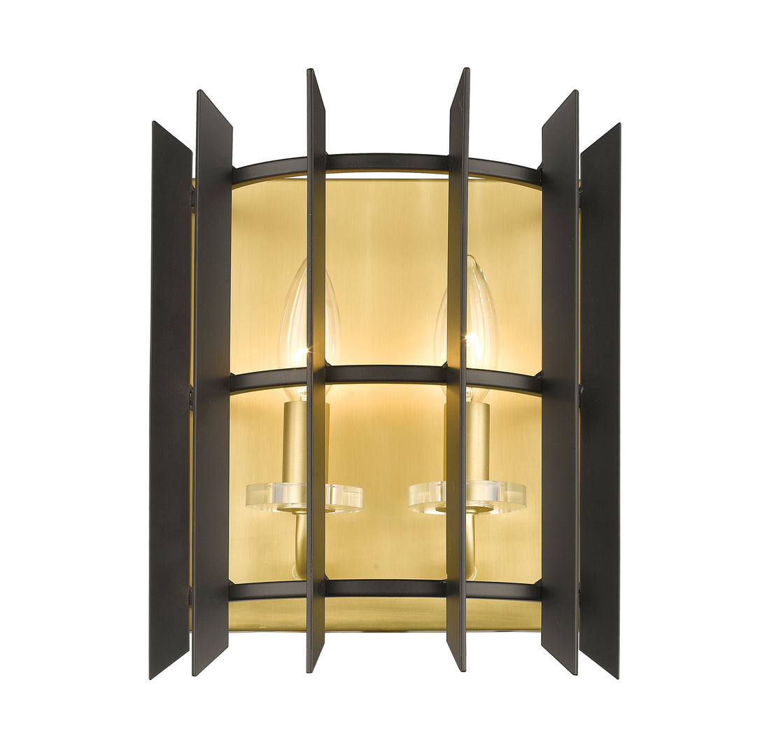 Z-Lite - 338-2S-MB+SBR - Two Light Wall Sconce - Haake - Satin Brass