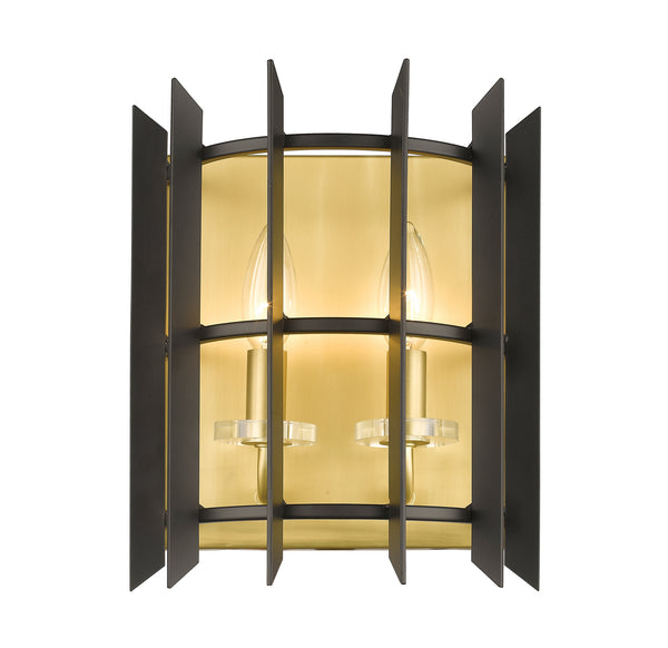 Z-Lite - 338-2S-MB+SBR - Two Light Wall Sconce - Haake - Satin Brass