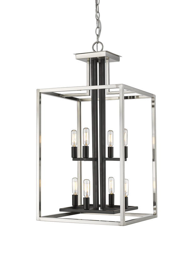 Z-Lite - 456-8BN-BK - Eight Light Chandelier - Quadra - Brushed Nickel / Black