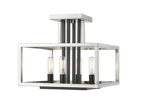 Z-Lite - 456SF-BN-BK - Four Light Semi Flush Mount - Quadra - Brushed Nickel / Black