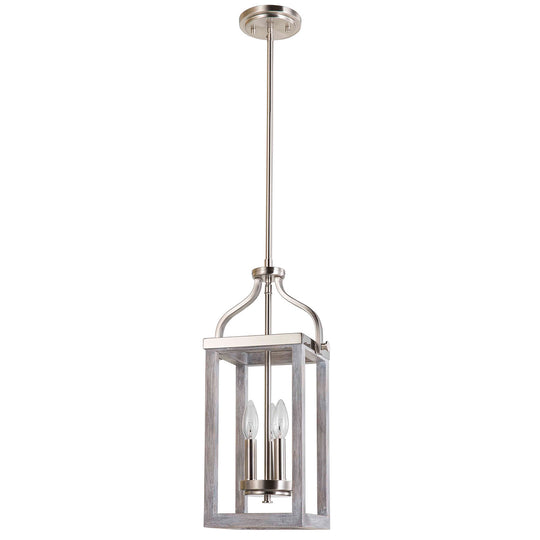 Eglo USA - 203107A - Three Light Pendant - Montrose - Acia Wood & Brushed Nickel