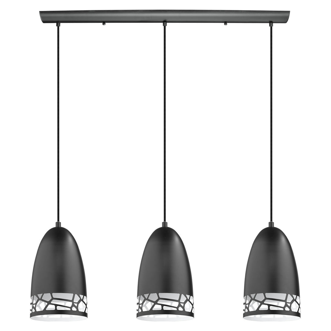 Eglo USA - 97444A - Three Light Pendant - Savignano - Matte Black & White