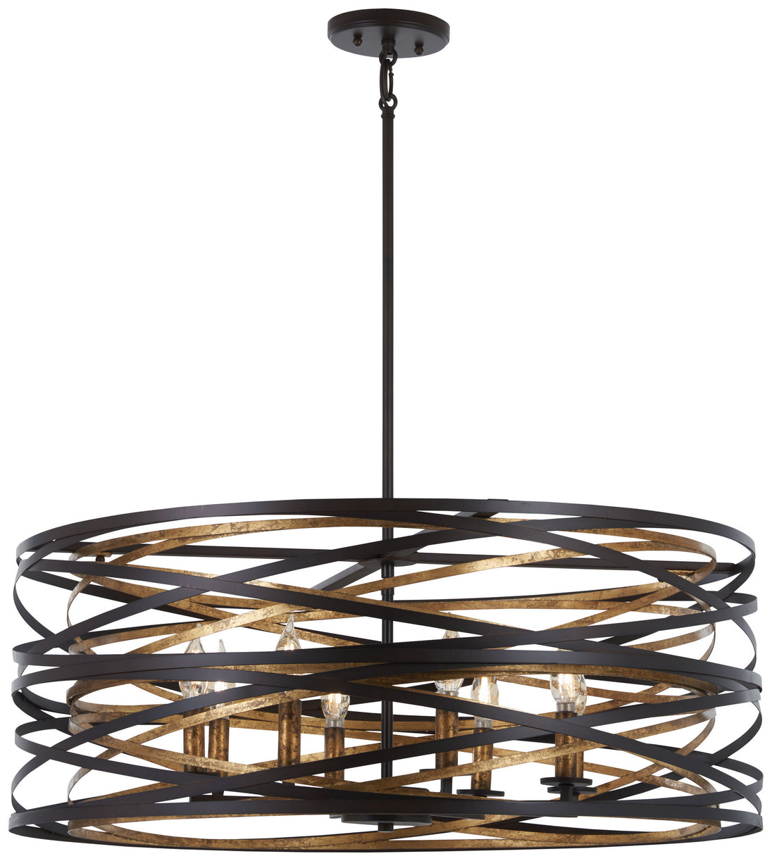 Minka-Lavery - 4677-111 - Eight Light Pendant - Vortic Flow - Dark Bronze W/Mosaic Gold Inte