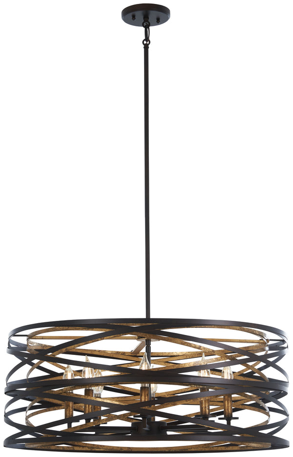 Minka-Lavery - 4678-111 - Eight Light Pendant - Vortic Flow - Dark Bronze W/Mosaic Gold Inte