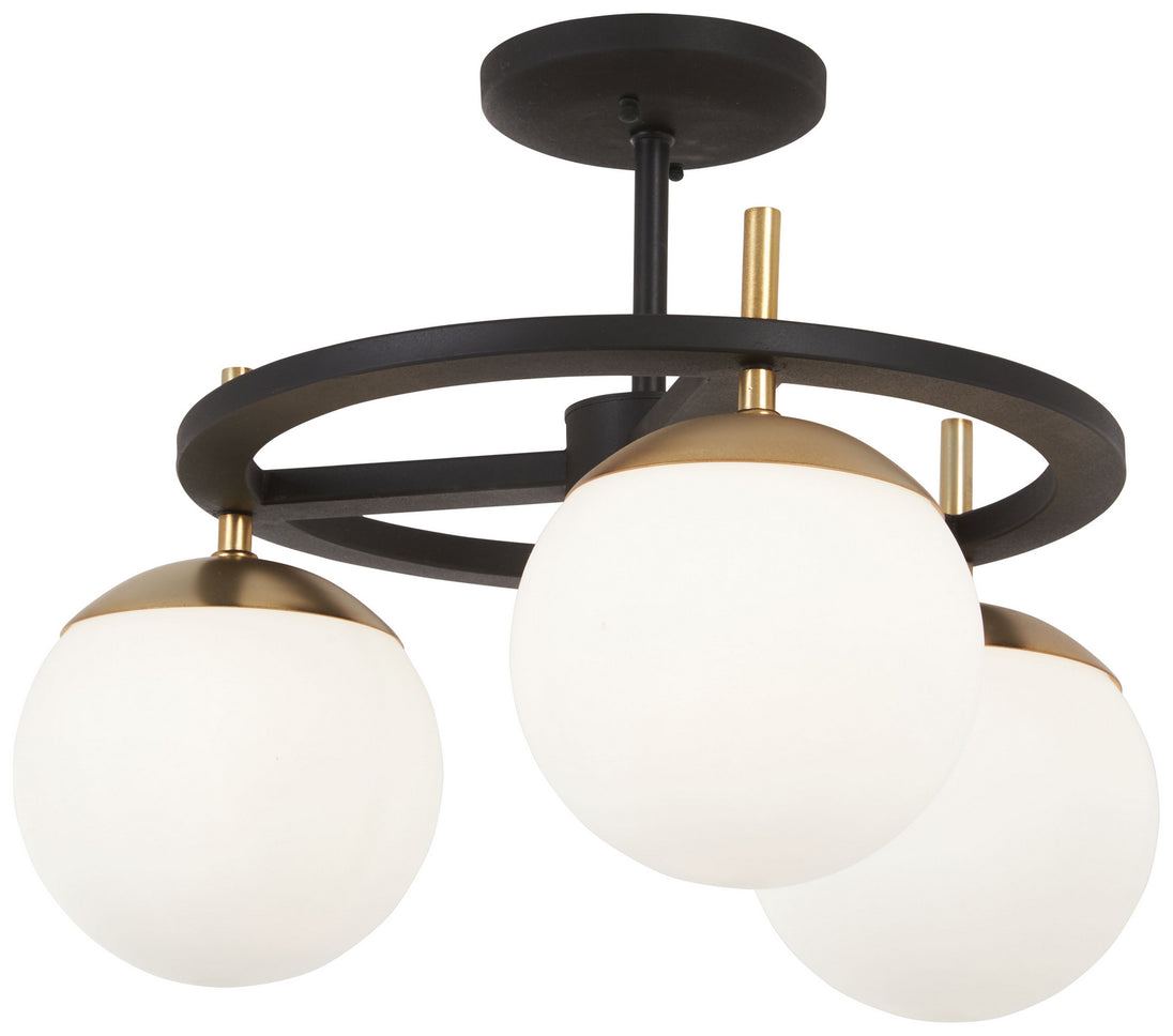 George Kovacs - P1357-618 - Three Light Semi Flush Mount - Alluria - Weathered Black W/Autumn Gold