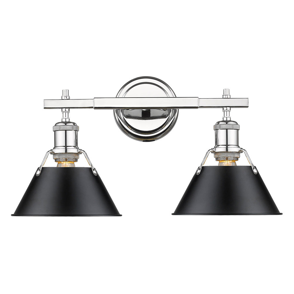 Golden - 3306-BA2 CH-BLK - Two Light Bath Vanity - Orwell CH - Chrome