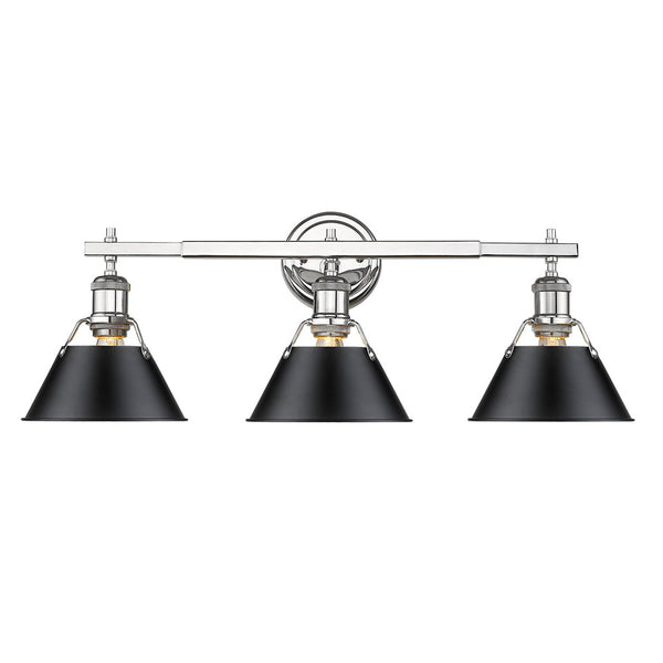 Golden - 3306-BA3 CH-BLK - Three Light Bath Vanity - Orwell CH - Chrome