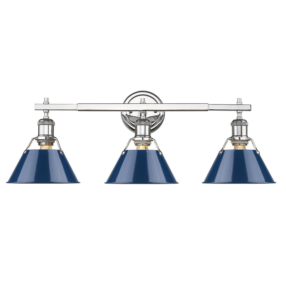 Golden - 3306-BA3 CH-NVY - Three Light Bath Vanity - Orwell CH - Chrome