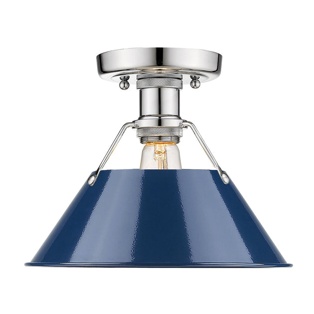 Golden - 3306-FM CH-NVY - One Light Flush Mount - Orwell CH - Chrome