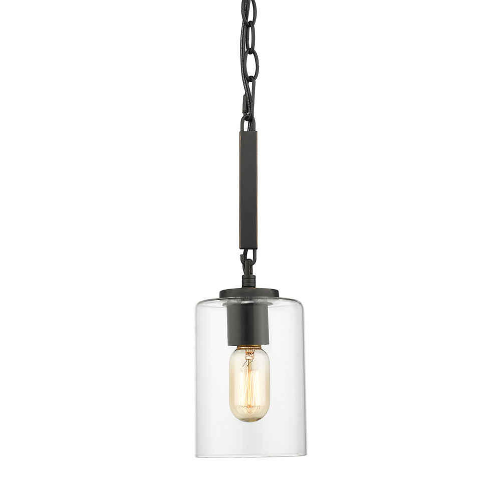 Golden - 7041-M1L BLK-CLR - One Light Mini Pendant - Monroe - Matte Black with Gold Highlights