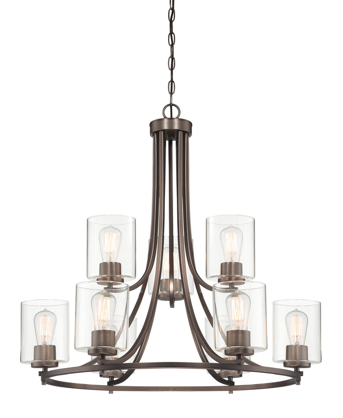 Designers Fountain - 93089-SCB - Nine Light Chandelier - Liam - Bronze (Satin Copper)