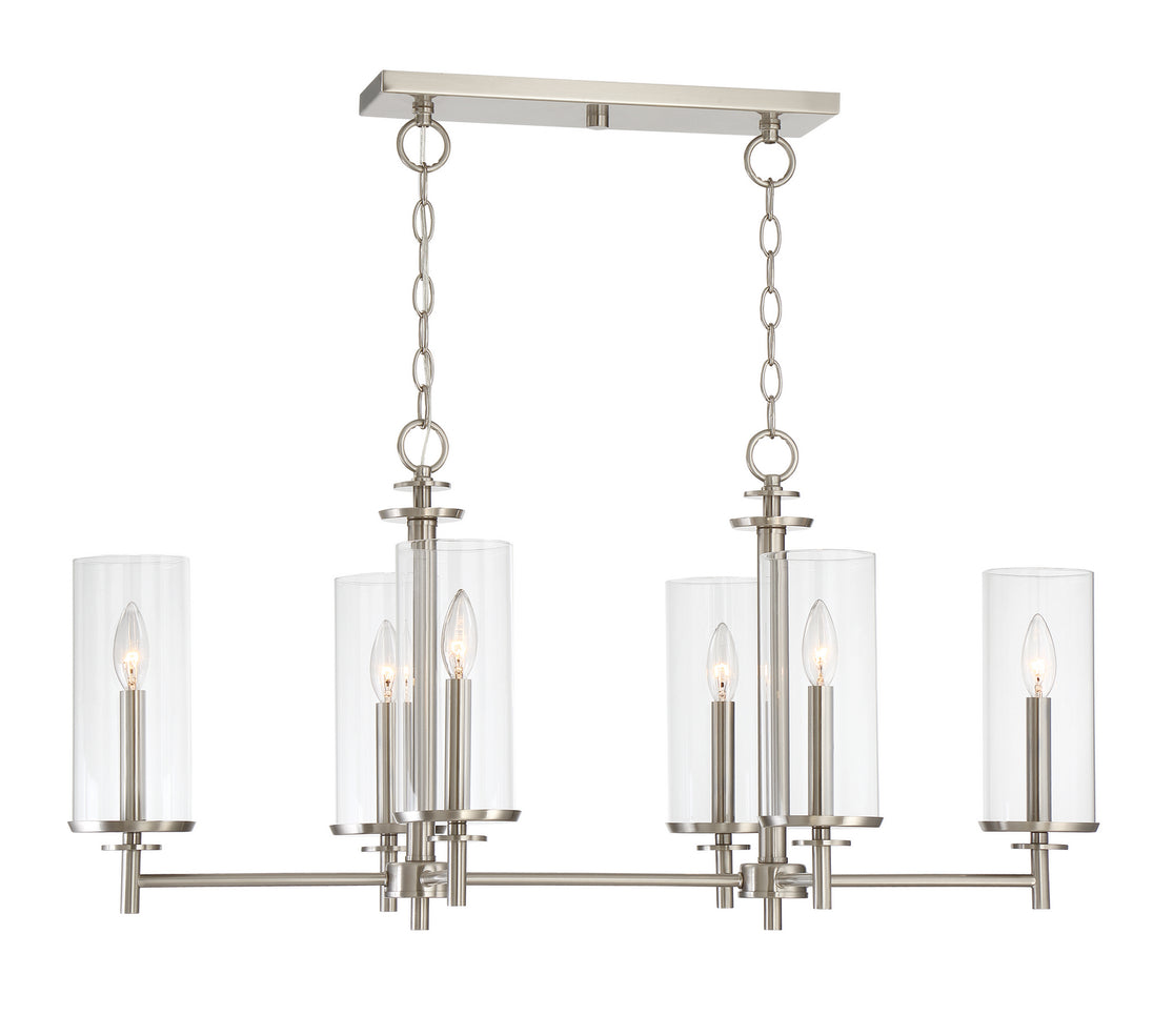 Designers Fountain - 87286-SP - Six Light Island Pendant - Harlowe - Satin Platinum