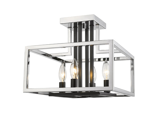 Z-Lite - 456SF-CH-BK - Four Light Semi Flush Mount - Quadra - Chrome / Black