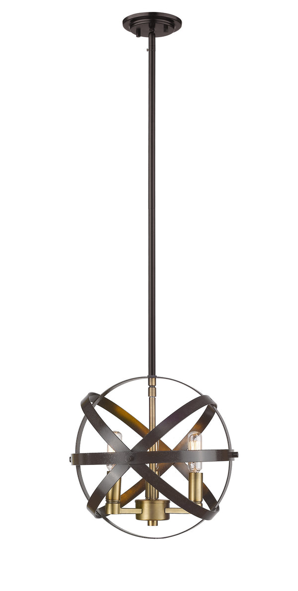 Z-Lite - 463-12HBRZ-OBR - Three Light Pendant - Cavallo - Hammered Bronze / Olde Brass