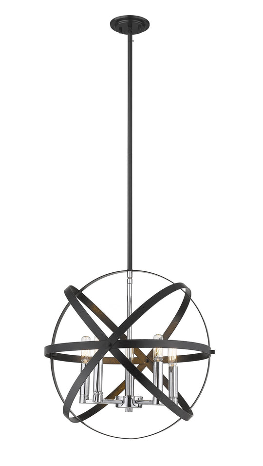 Z-Lite - 463-18HBK-CH - Five Light Pendant - Cavallo - Hammered Black / Chrome