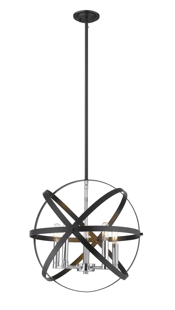 Z-Lite - 463-18HBK-CH - Five Light Pendant - Cavallo - Hammered Black / Chrome