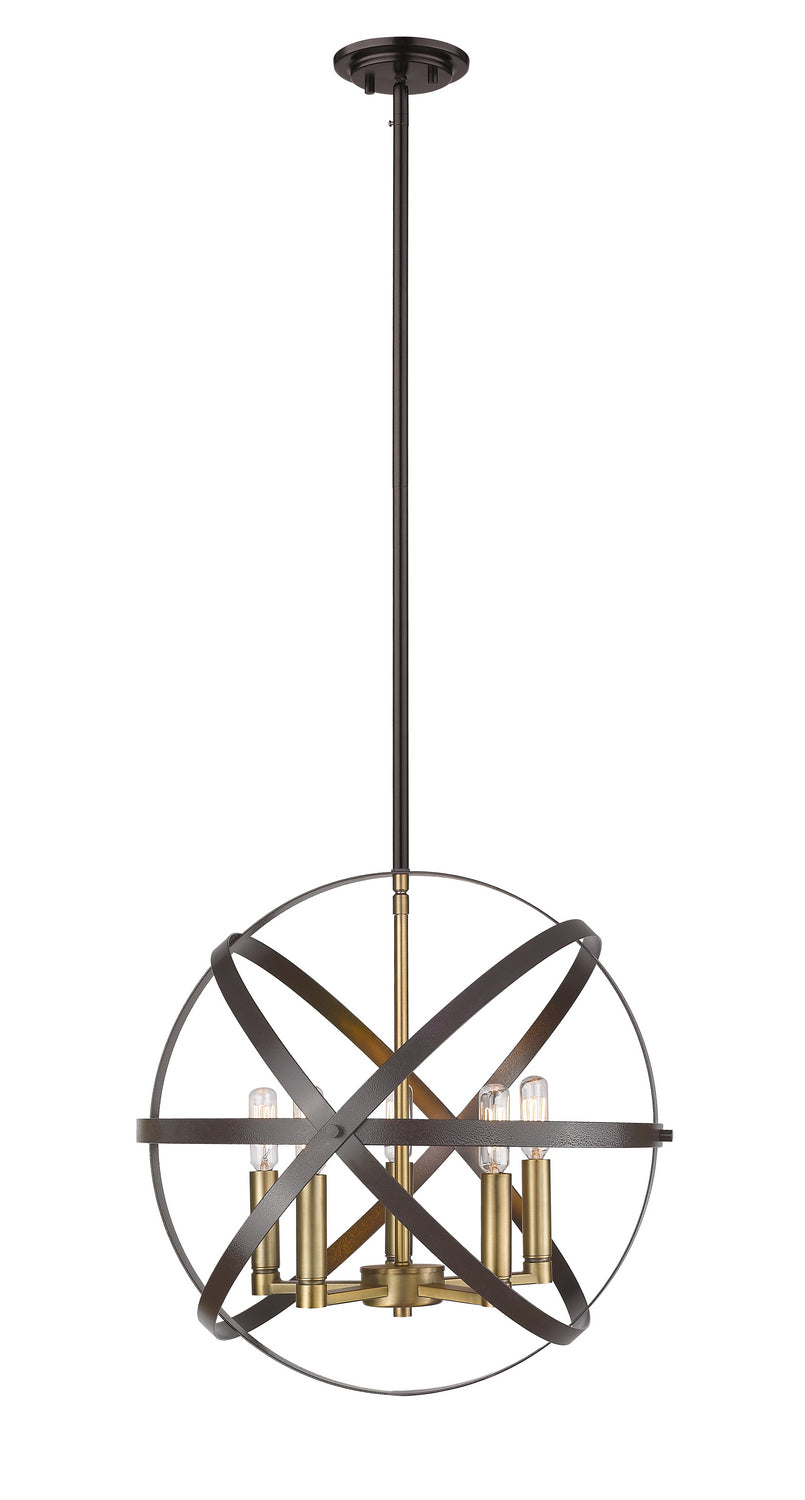 Z-Lite - 463-18HBRZ-OBR - Five Light Pendant - Cavallo - Hammered Bronze / Olde Brass