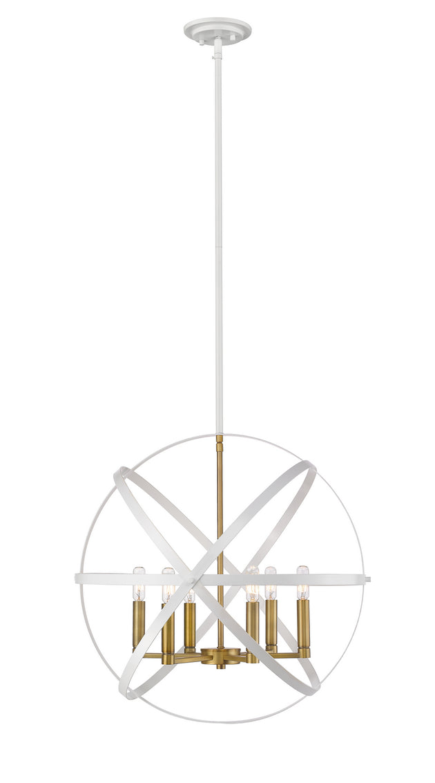 Z-Lite - 463-24HWH-OBR - Six Light Chandelier - Cavallo - Hammered White / Olde Brass