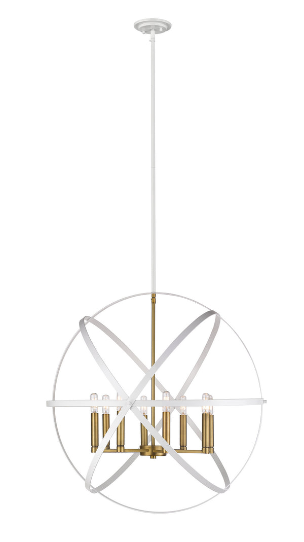 Z-Lite - 463-30HWH-OBR - Eight Light Chandelier - Cavallo - Hammered White / Olde Brass